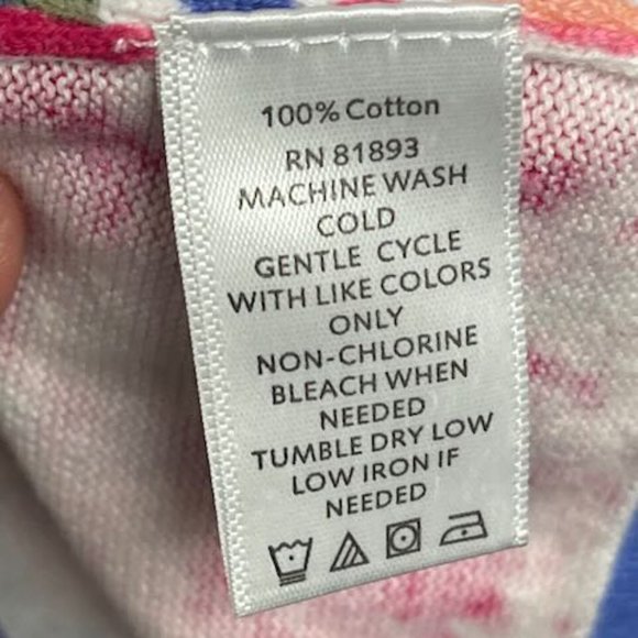 Isaac Mizrahi Live 3/4 sleeved cotton cardigan, periwinkle & pink, 1X, like new! - Picture 7 of 7